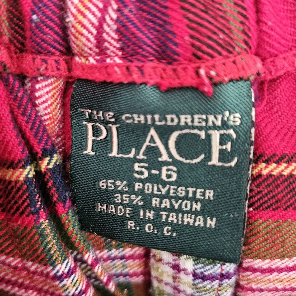 Vintage The Children's Place Plaid Pleated Skirt - Size 5/6 - Red Tartan